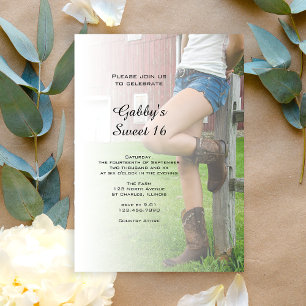 Invitation Rustic Barn Party Sweet 16 Anniversaire