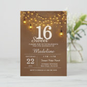 Invitation Rustic Barn String Lights Glow Lanterns Sweet 16 (Debout devant)