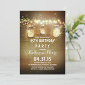 Invitation Rustic Barn String Lumière Mason Jars Anniversaire (Debout devant)
