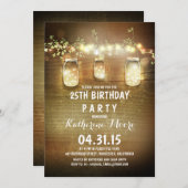 Invitation Rustic Barn String Lumière Mason Jars Anniversaire (Devant / Derrière)