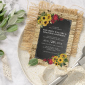 Invitation Rustic Barn Sunflower & Roses Wedding