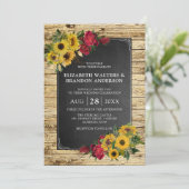 Invitation Rustic Barn Sunflower & Roses Wedding (Debout devant)