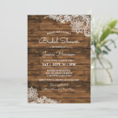Invitation Rustic Barn Wood et dentelle de douche (Debout devant)
