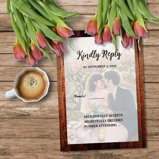 Invitation Rustic barn wood photo country RSVP