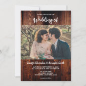 Invitation Rustic barn wood photo country wedding (Devant)