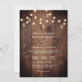 Invitation Rustic Barn Wood String Lights QR Code Wedding (Devant)
