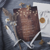 Invitation Rustic Barn Wood String Lights QR Code Wedding