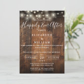 Invitation Rustic Barn Wood String Lights Wedding Reception (Debout devant)