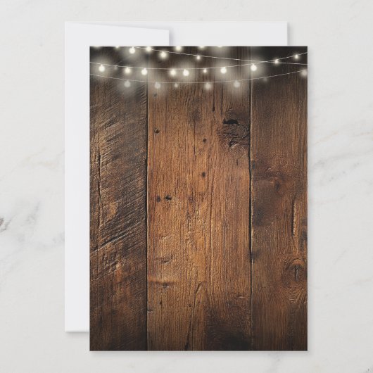 Invitation Rustic Barn Wood String Lights Wedding Reception (Dos)