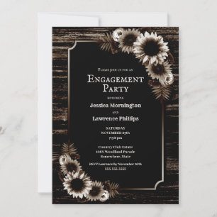 Invitation Rustic Barn Wood Tournesol Fleur d'engagement