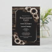 Invitation Rustic Barn Wood Tournesol Fleur d'engagement (Debout devant)