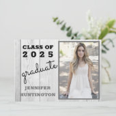 Invitation Rustic Barnwood Photo 2025 Graduation Party (Debout devant)