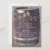 Invitation Rustic Barrel & Burlap Salue Pub Engagement Party (Devant)