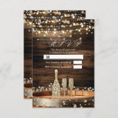 Invitation Rustic Barrel Champagne Lumières Mariage RSVP Répo (Devant / Derrière)