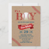 Invitation Rustic Baseball Boy Sports Thème Kraft Baby shower (Devant)