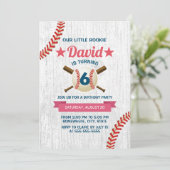 Invitation Rustic Baseball Sports Boy 6e fête d'anniversaire (Debout devant)