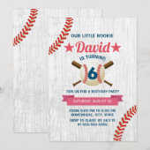 Invitation Rustic Baseball Sports Boy 6e fête d'anniversaire (Devant / Derrière)