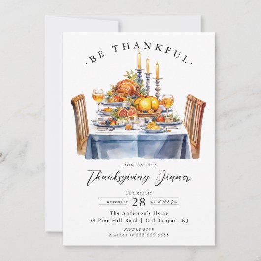 Invitation Rustic Be Thanksgiving Dîner (Devant)