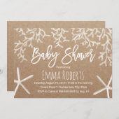 Invitation Rustic Beach Coral Reef & Starfish Baby shower (Devant / Derrière)