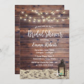 Invitation Rustic Beach Lantern & Starfish Fête des mariées (Devant / Derrière)