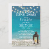 Invitation Rustic Beach Lantern String Lumières Couples Douch (Devant)