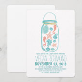 Invitation Rustic Beach Mason Jar Baby shower blanc (Devant / Derrière)
