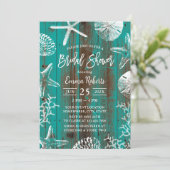 Invitation Rustic Beach Seashells Turquoise Grange Fête des m (Debout devant)
