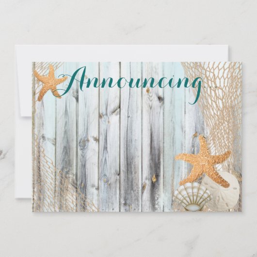Invitation Rustic Beach Starfish Mariage Annouement (Devant)
