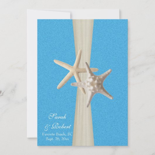 Invitation Rustic Beach Starfish Ocean Wave Mariage (Devant)