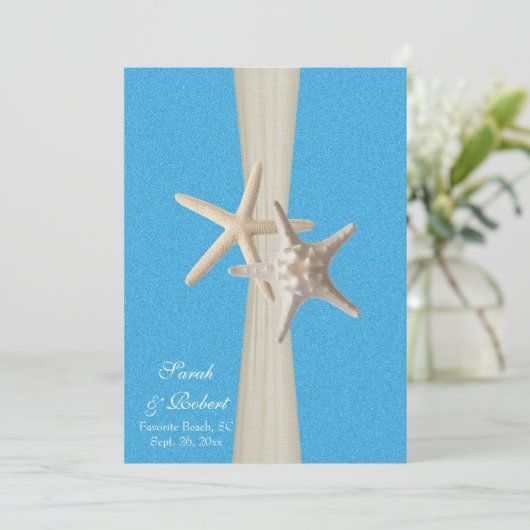 Invitation Rustic Beach Starfish Ocean Wave Mariage (Debout devant)