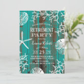 Invitation Rustic Beach Starfish & Seashells Retraite Turquoi (Debout devant)