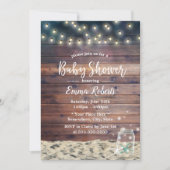 Invitation Rustic Beach Starfish String Baby shower (Devant)