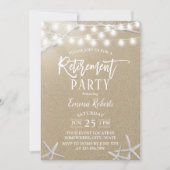 Invitation Rustic Beach Starfish String Lights Retirement (Devant)
