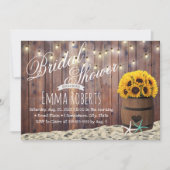 Invitation Rustic Beach Starfish & Sunflower Fête des mariées (Devant)