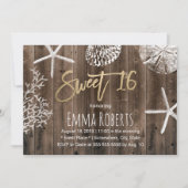 Invitation Rustic Beach Sweet 16 Starfish Seashells Anniversa (Devant)