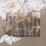 Invitation Rustic Beach Sweet 16 Starfish Seashells Anniversa<br><div class="desc">Rustic Beach Sweet 16 Starfish & Seashells Invitations d'anniversaire.</div>