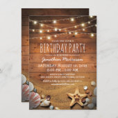 Invitation Rustic Beach Tropical Nautique fête d'anniversaire (Devant / Derrière)
