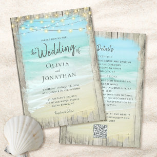 Invitation Rustic Beach Wedding All in One QR Code