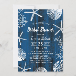 Invitation Rustic Beach Wedding Seashells Fête des mariées Ma