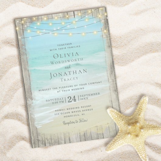 Invitation Rustic Beach Wood Destination Mariage