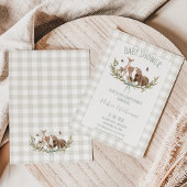 Invitation Rustic Beige Gingham Woodland Baby Shower