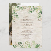Invitation Rustic Birch Botanical Forest Mariage photo (Devant / Derrière)