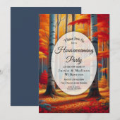 Invitation Rustic Birch Tree Fall Forest Housewarming Party (Devant / Derrière)