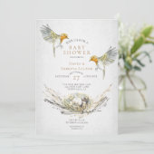 Invitation Rustic Birds Nest Aquarelle Baby shower de couple (Debout devant)