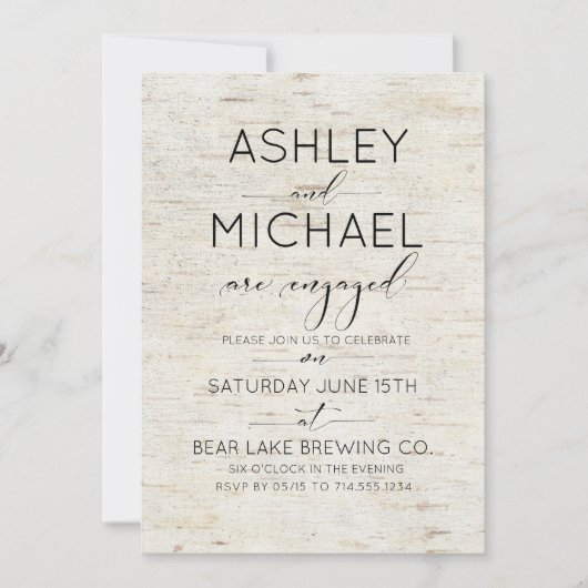 Invitation Rustic Birk Typography Partie d'engagement (Devant)