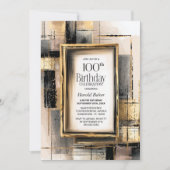Invitation Rustic Black and Gold 100th Birthday Party (Devant)