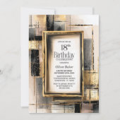 Invitation Rustic Black and Gold 18th Birthday Party (Devant)