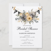 Invitation Rustic Black and Peach Floral Bridal Shower (Devant)