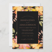 Invitation Rustic Black Automne Feuilles Mariage (Devant)