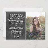 Invitation Rustic Black Chalkboard 2025 Graduate Photo (Devant)